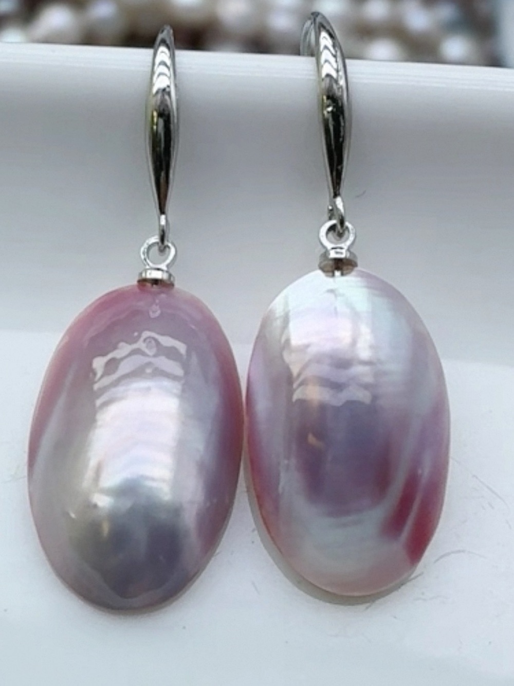 Genuine Mabe Pearl Earrings Enhanced Pink